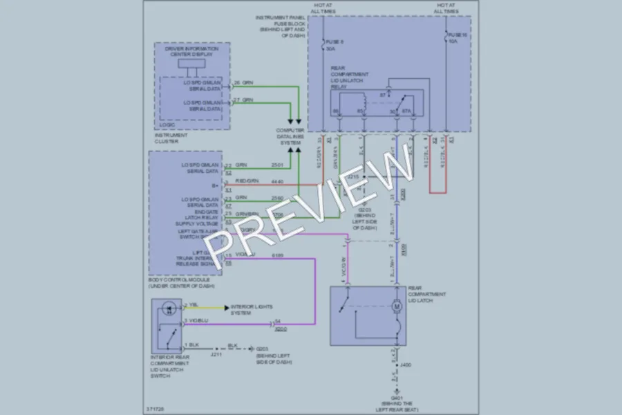 2012 Buick Verano Trunk Tailgate Fuel Door wiring diagram preview