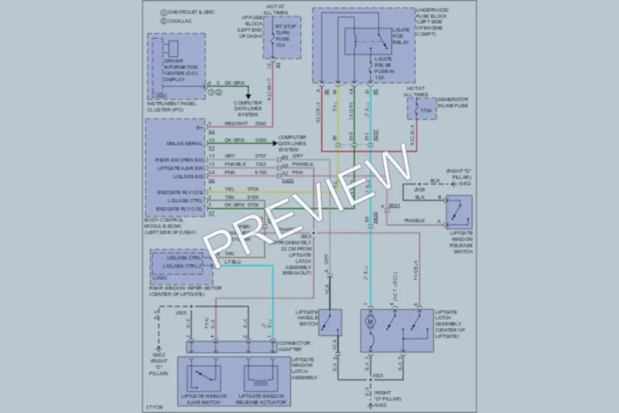2012 Chevrolet Avalanche Trunk Tailgate Fuel Door wiring diagram preview