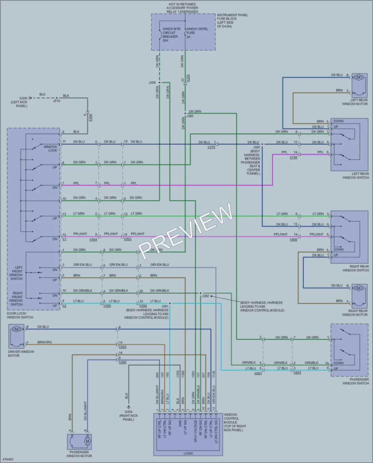 2012 Chevrolet Caprice Power Windows wiring diagram preview
