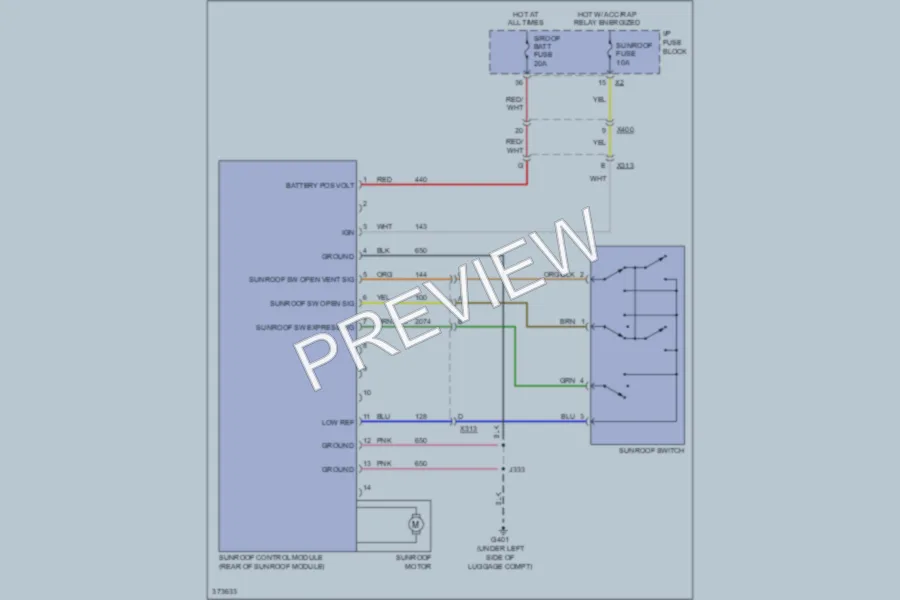 2012 Chevrolet CaptivaSport Power Top Sunroof wiring diagram preview