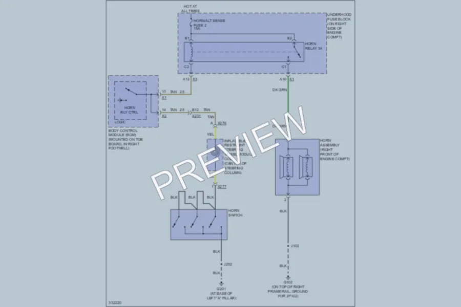 2012 Chevrolet Corvette Horn wiring diagram preview