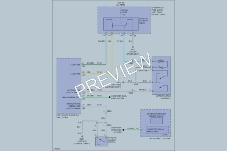 2012 Chevrolet Equinox Trunk Tailgate Fuel Door wiring diagram preview