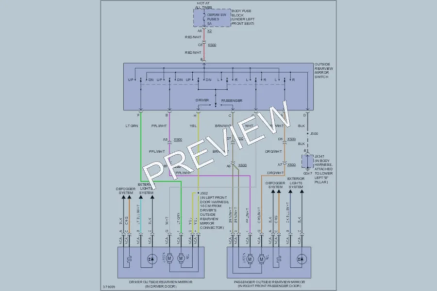 2012 Chevrolet G3500 Power Mirrors wiring diagram preview