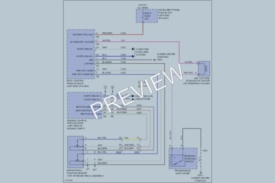 2012 Chevrolet Sonic Shift Interlock wiring diagram preview