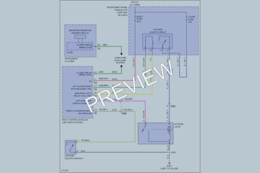 2012 Chevrolet Sonic Trunk Tailgate Fuel Door wiring diagram preview