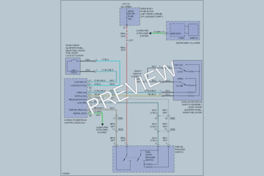2012 Chevrolet Volt Trunk Tailgate Fuel Door wiring diagram preview