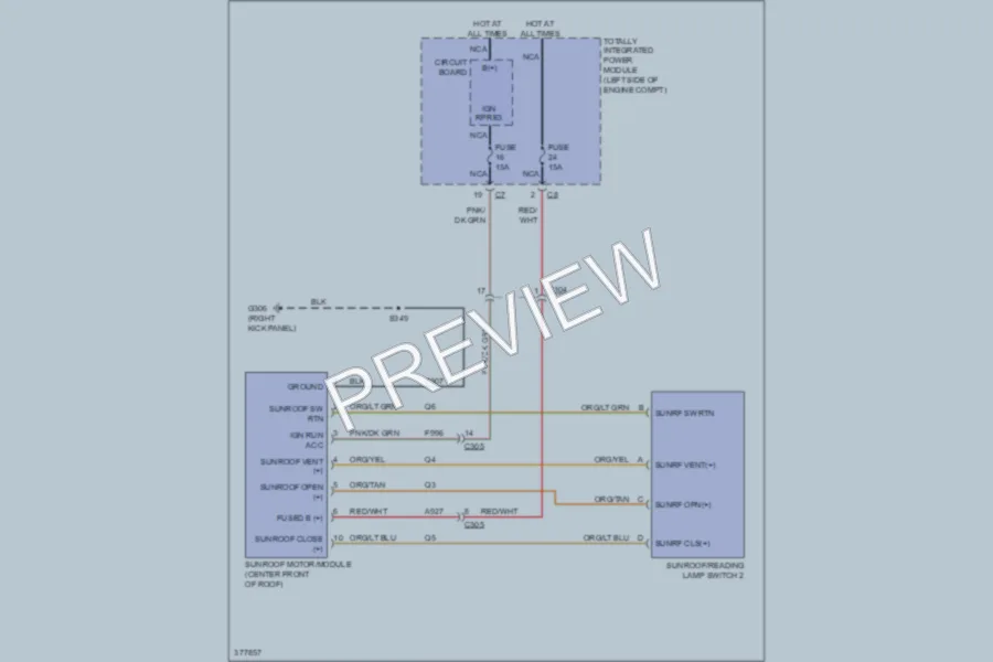 2012 Dodge Avenger Power Top Sunroof wiring diagram preview