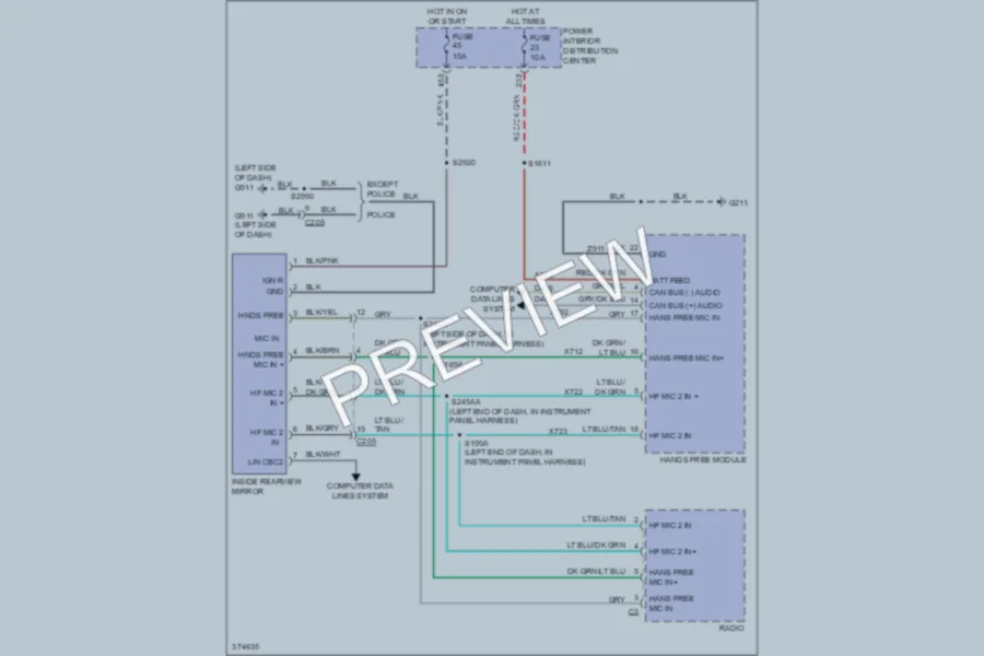 2012 Dodge Charger Power Mirrors wiring diagram preview
