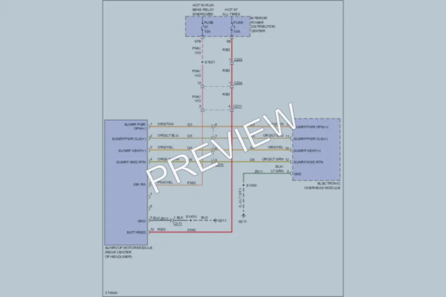 2012 Dodge Charger Power Top Sunroof wiring diagram preview