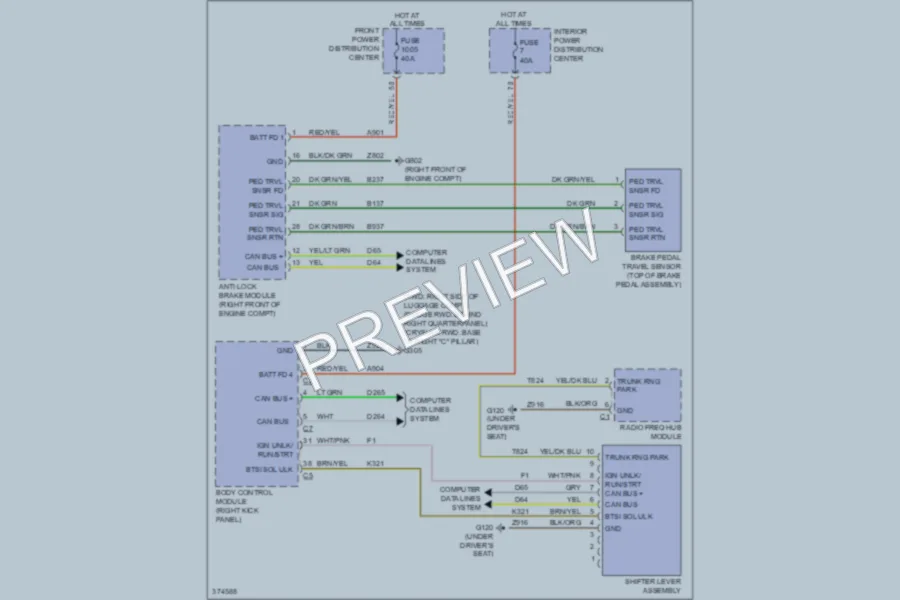 2012 Dodge Charger Shift Interlock wiring diagram preview