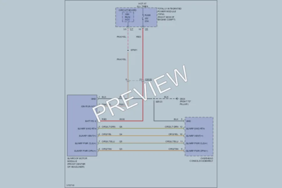 2012 Dodge Durango Power Top Sunroof wiring diagram preview
