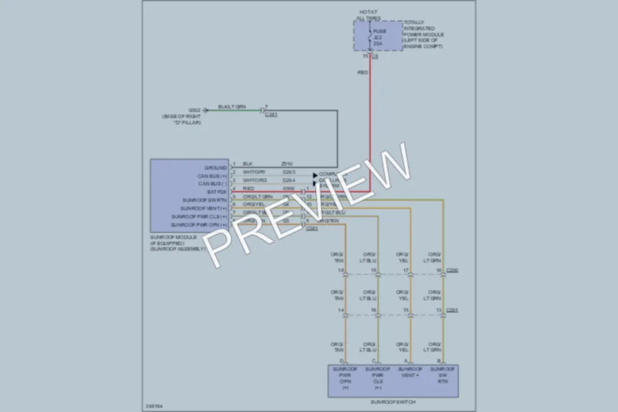 2012 Dodge GrandCaravan Power Top Sunroof wiring diagram preview