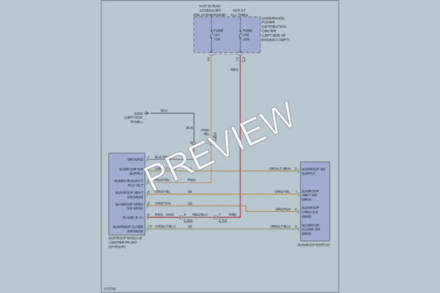 2012 Dodge Journey Power Top Sunroof wiring diagram preview
