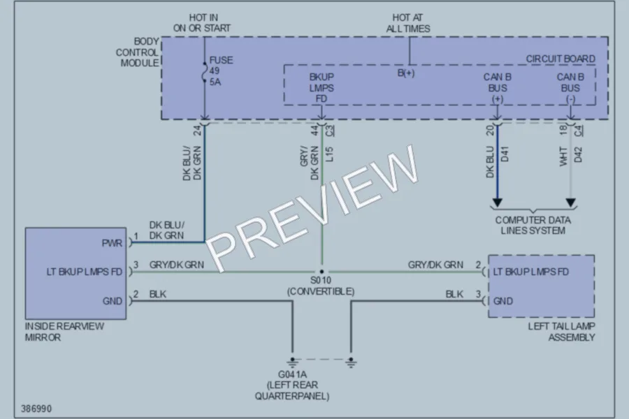 2012 Fiat 500 Power Mirrors wiring diagram preview