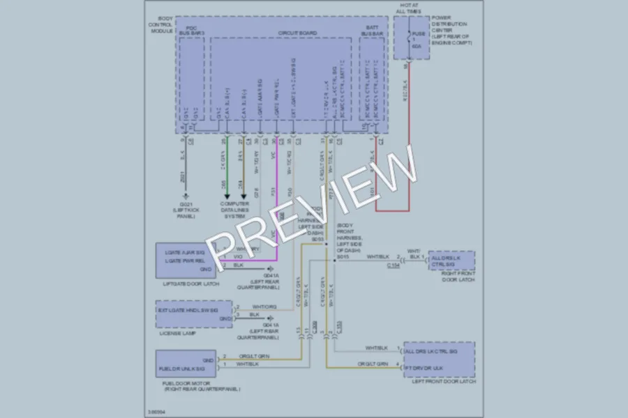 2012 Fiat 500C Trunk Tailgate Fuel Door wiring diagram preview
