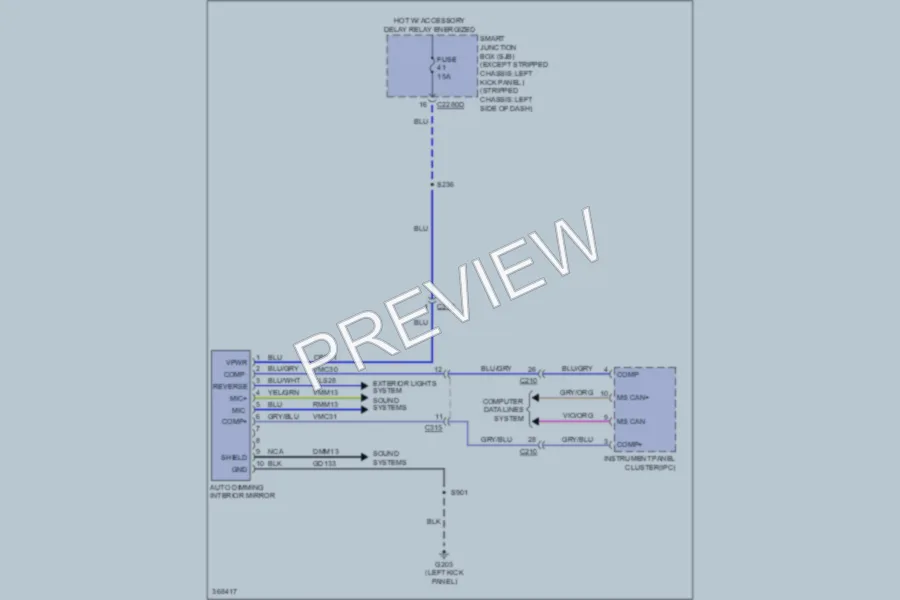 2012 Ford E250 Power Mirrors wiring diagram preview