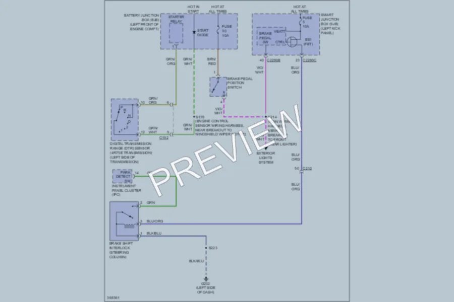2012 Ford E150 Shift Interlock wiring diagram preview