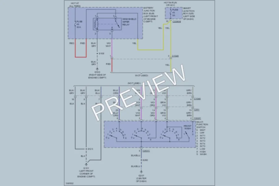 2012 Ford E450Econoline Wiper Washer wiring diagram preview