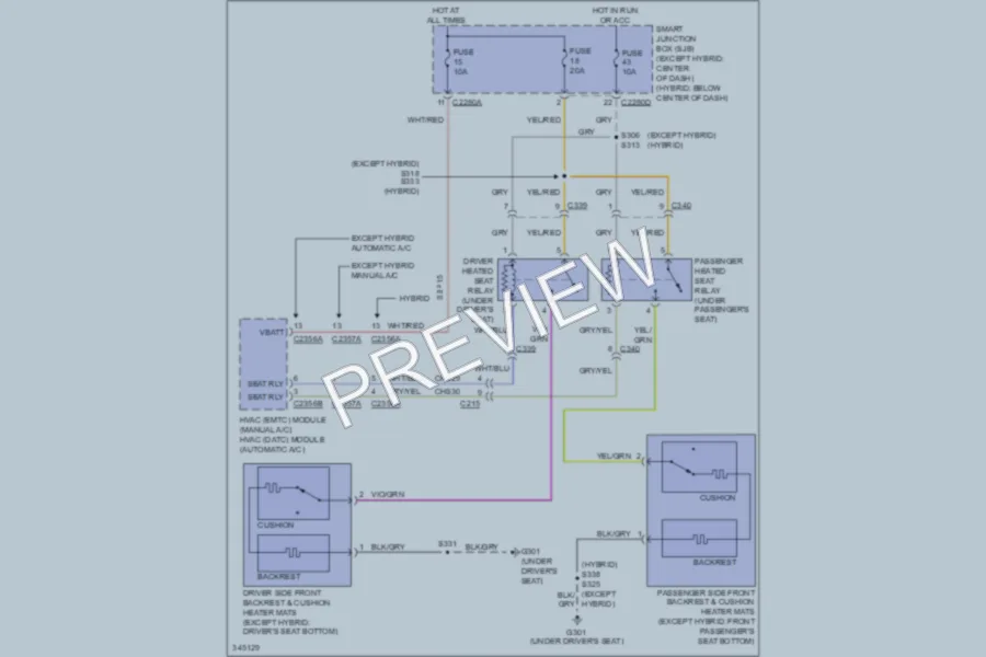 2012 Ford EscapeHybrid Power Seats wiring diagram preview