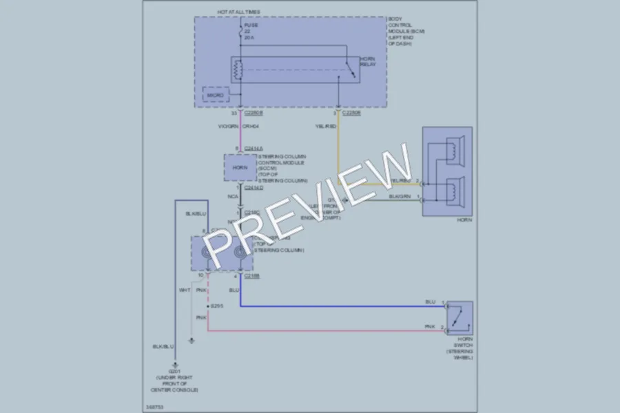 2012 Ford Explorer Horn wiring diagram preview