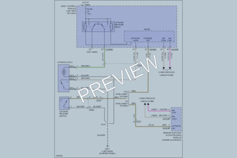 2012 Ford Explorer Trunk Tailgate Fuel Door wiring diagram preview