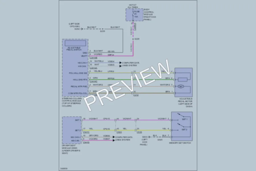 2012 Ford F350 Super Duty Memory Systems wiring diagram preview
