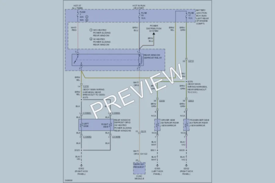 2012 Ford F250 Super Duty Defoggers wiring diagram preview