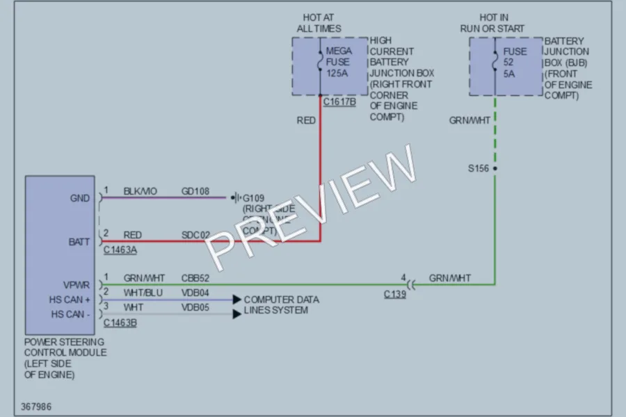 2012 Ford F150 Electronic Power Steering wiring diagram preview