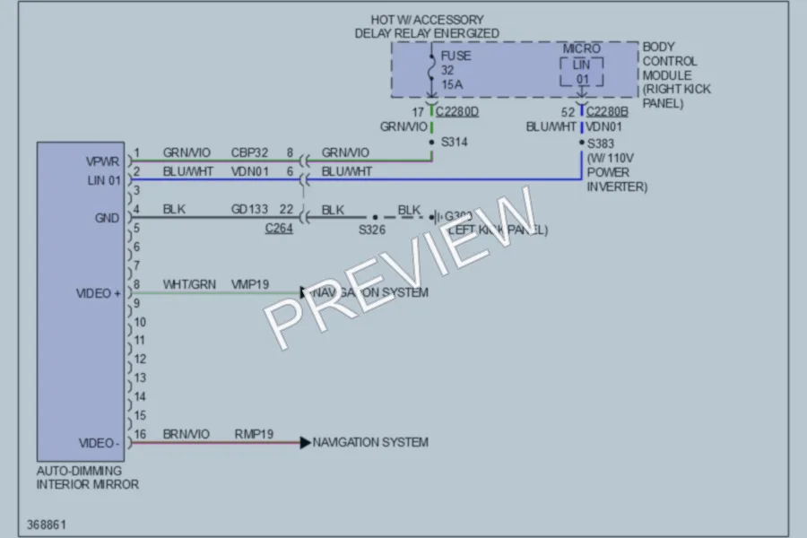 2012 Ford F250 Super Duty Power Mirrors wiring diagram preview