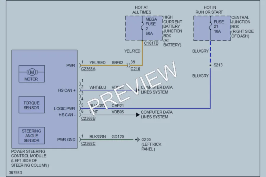 2012 Ford Fiesta Electronic Power Steering wiring diagram preview