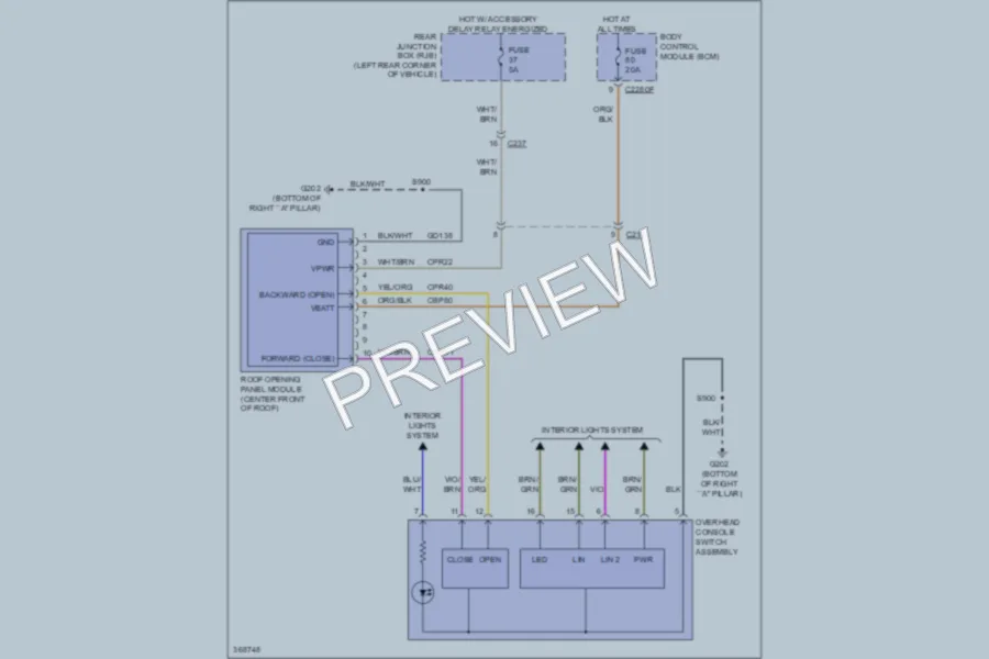 2012 Ford Focus Power Top Sunroof wiring diagram preview