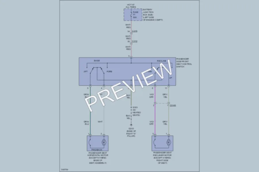 2012 Ford Fusion Power Seats wiring diagram preview