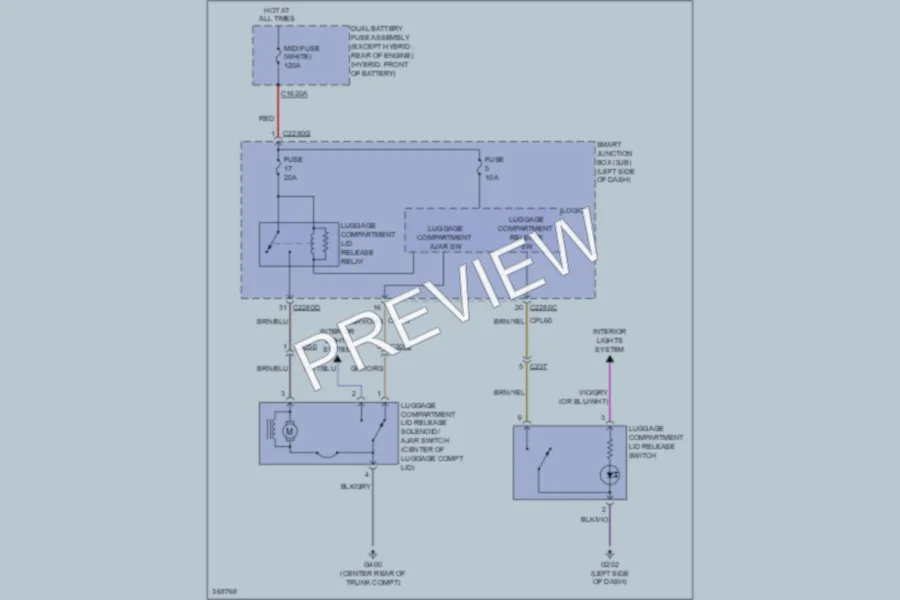 2012 Ford Fusion Trunk Tailgate Fuel Door wiring diagram preview