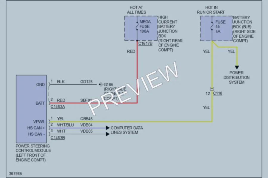 2012 Ford Mustang Electronic Power Steering wiring diagram preview