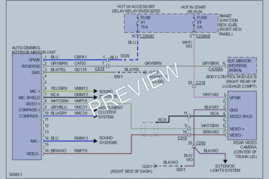 2012 Ford Mustang Power Mirrors wiring diagram preview