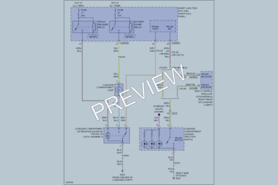 2012 Ford Mustang Trunk Tailgate Fuel Door wiring diagram preview