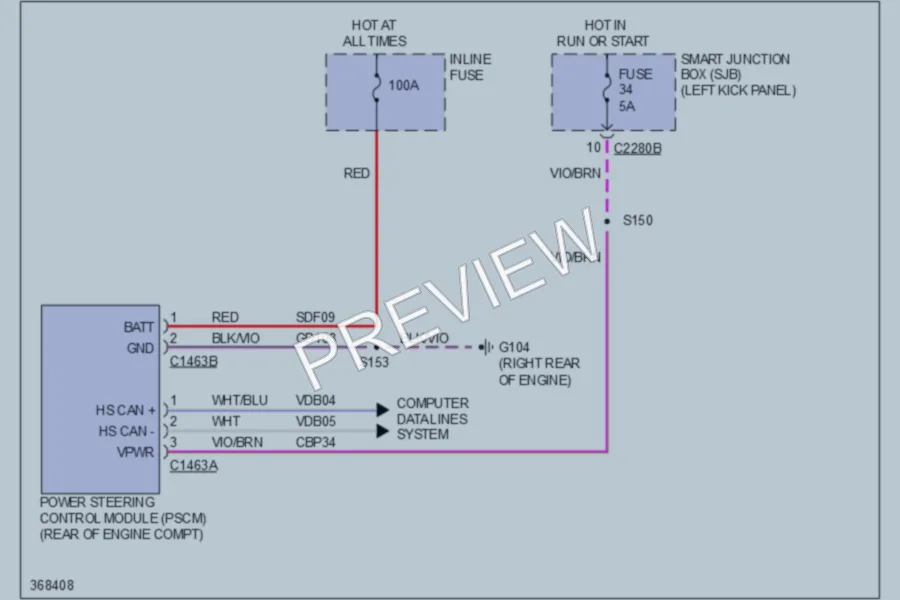 2012 Ford Taurus Electronic Power Steering wiring diagram preview