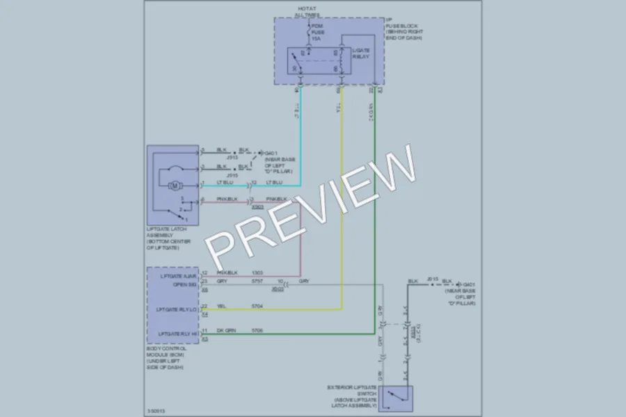 2012 GMC Acadia Trunk Tailgate Fuel Door wiring diagram preview