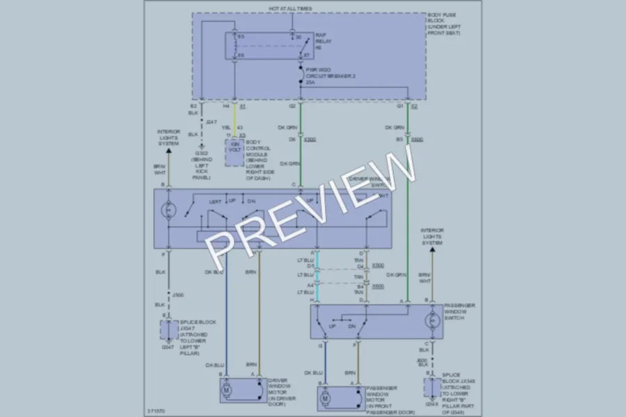 2012 GMC G2500 Power Windows wiring diagram preview