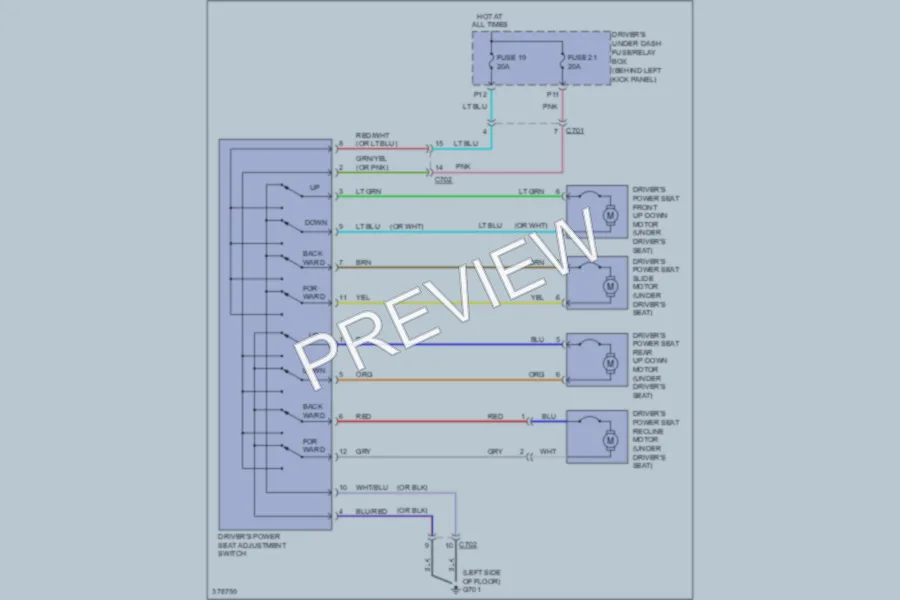 2012 Honda Accord Power Seats wiring diagram preview