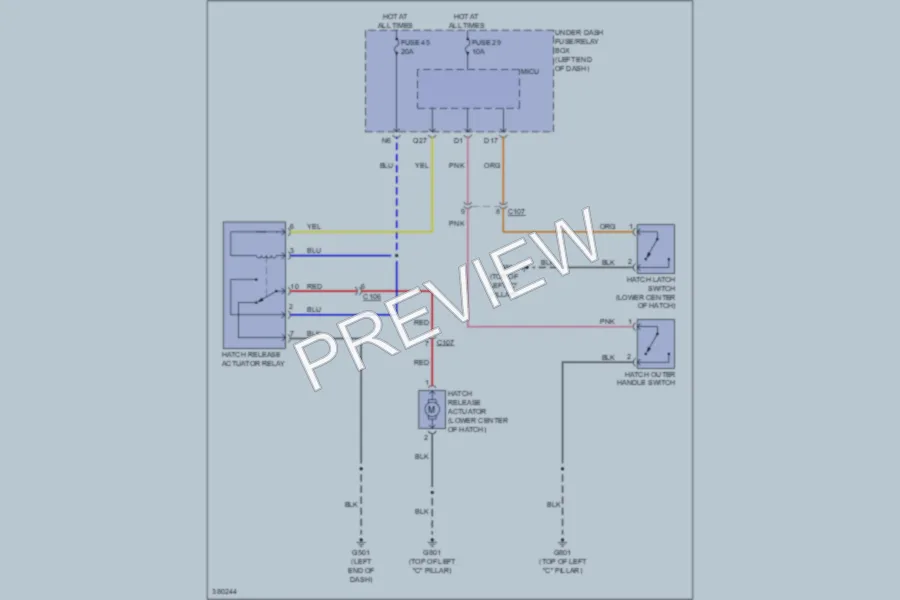 2012 Honda CRZ Trunk Tailgate Fuel Door wiring diagram preview