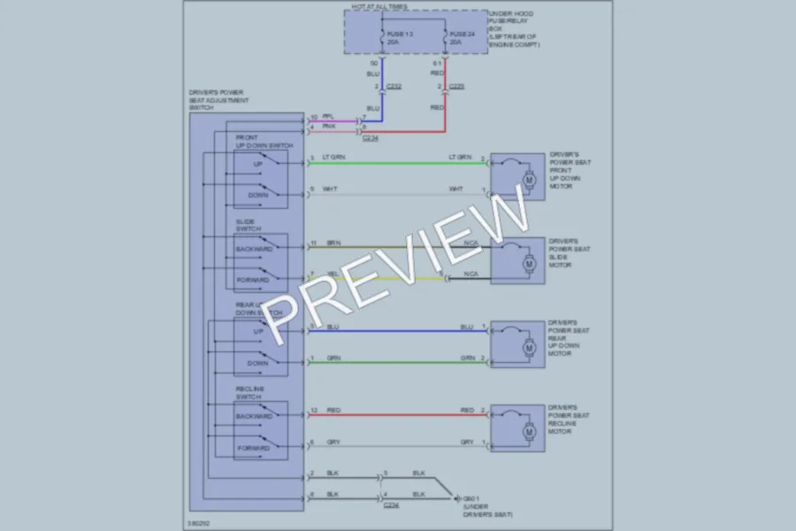 2012 Honda Civic Power Seats wiring diagram preview