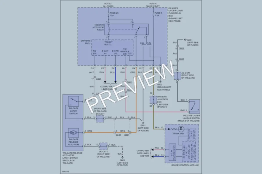 2012 Honda Crosstour Trunk Tailgate Fuel Door wiring diagram preview