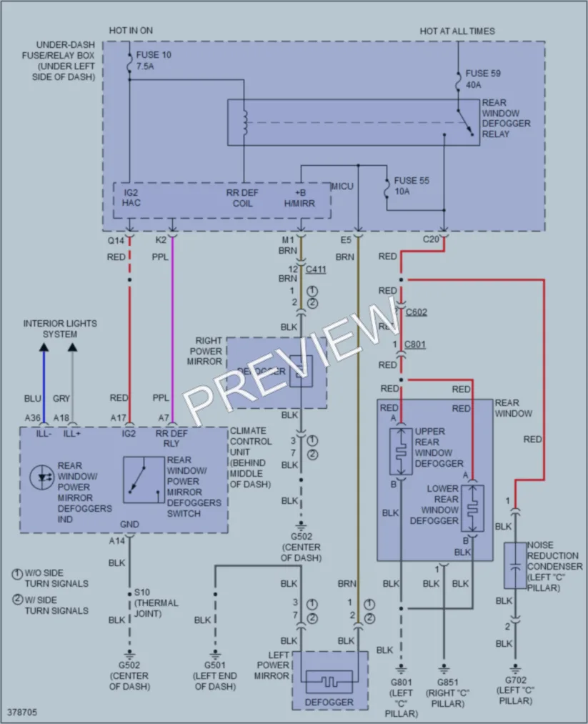 2012 Honda Insight Defoggers wiring diagram preview