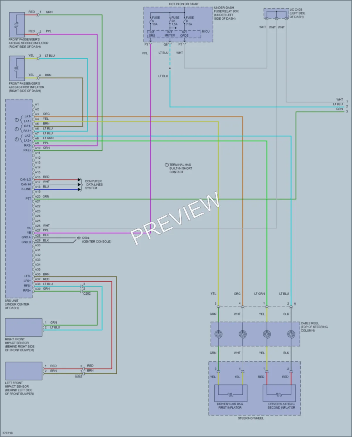 2012 Honda Insight Supplemental Restraints wiring diagram preview