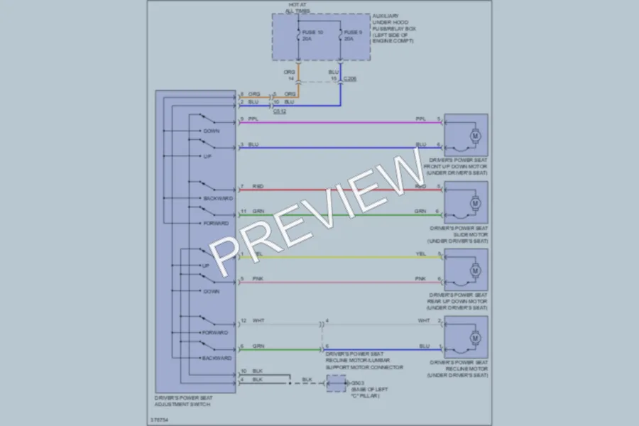 2012 Honda Pilot Power Seats wiring diagram preview
