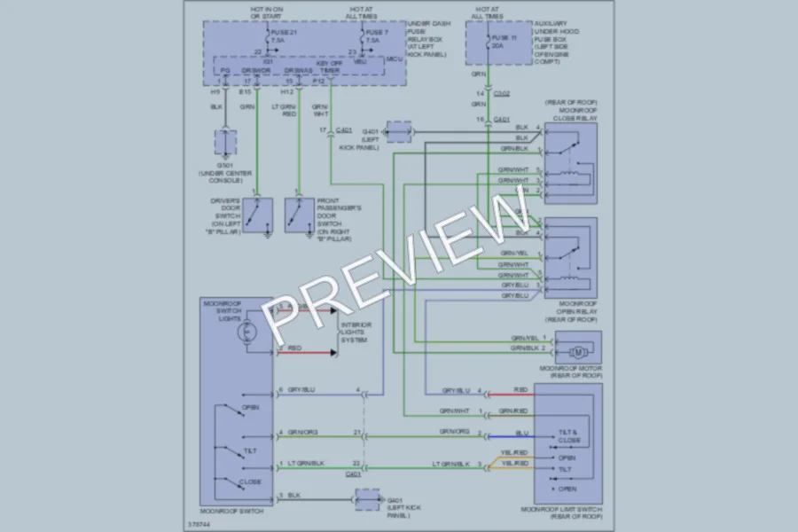 2012 Honda Ridgeline Power Top Sunroof wiring diagram preview