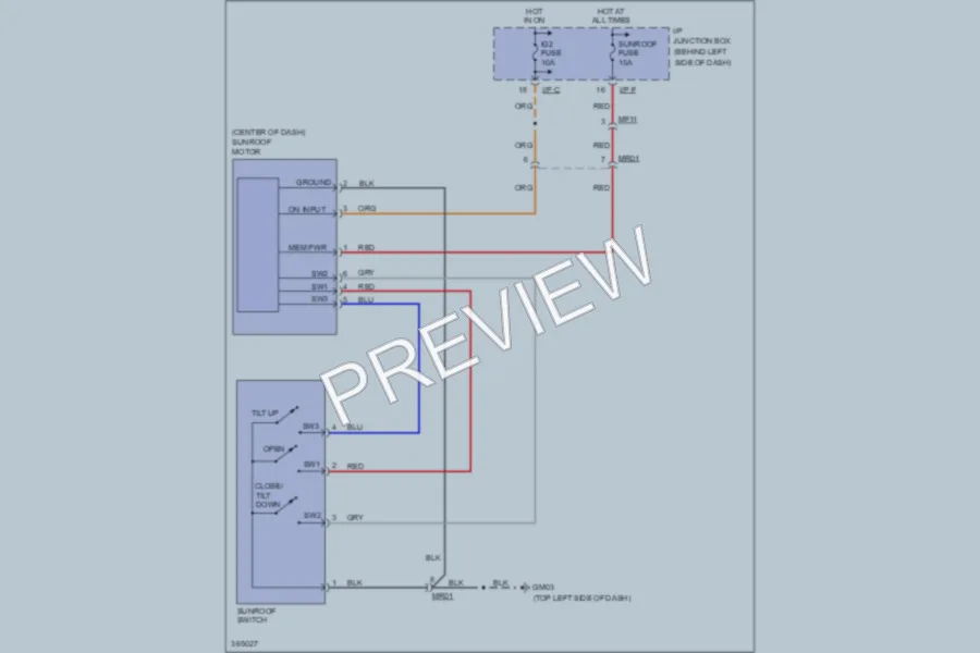 2012 Hyundai Accent Power Top Sunroof wiring diagram preview
