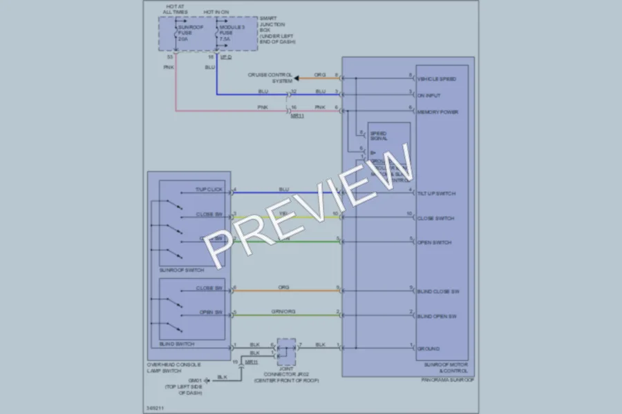 2012 Hyundai Azera Power Top Sunroof wiring diagram preview