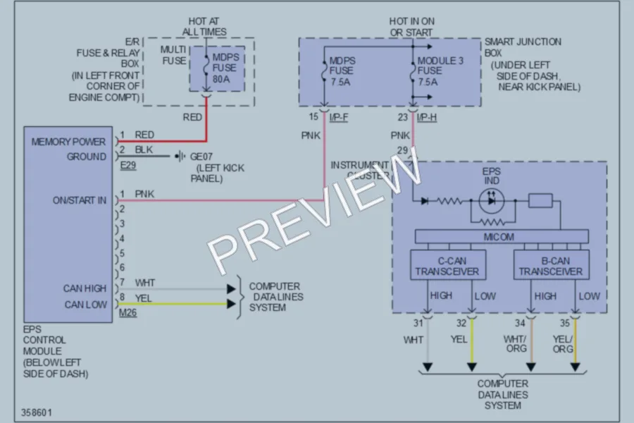 2012 Hyundai Elantra Electronic Power Steering wiring diagram preview
